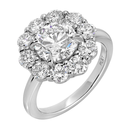 Pure Brilliance 3.00 Cttw round brilliant diamond ring in platinum VVS2/E