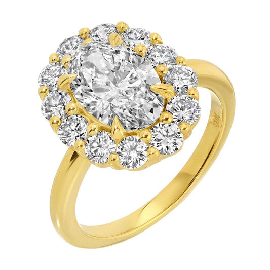 Radiant Oval 3.25 Cttw oval brilliant diamond ring with gold band