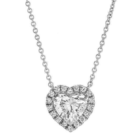 Luxe Desire heart-shaped 3.39 cttw diamond necklace in 14K white gold, E color VVS2 clarity