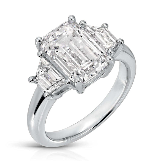 Eternal Grace emerald cut diamond ring 5.11 cttw platinum band D color VVS2 clarity