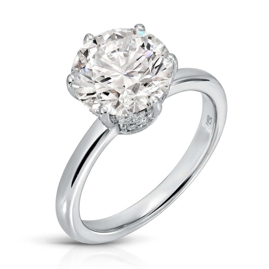 Brilliant Radiance round 3.46 cttw diamond ring in 14K white gold with E color and VVS2 clarity
