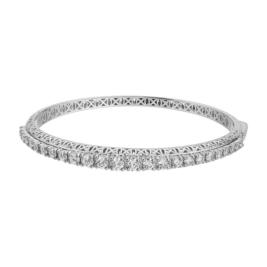 Elegant Brilliance round diamond bangle 1.9ctw in 14K white gold with E color VS1 clarity diamonds