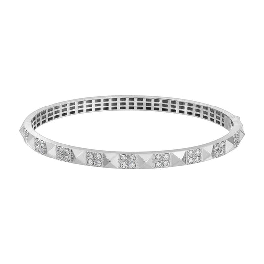 Gleaming Infinity 14K white gold round diamond bangle bracelet with 1 carat total weight E color VS1 clarity diamonds