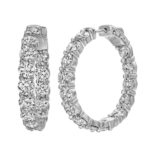 14K white gold round diamond hoop earrings 2.30 cttw E/VS1 quality