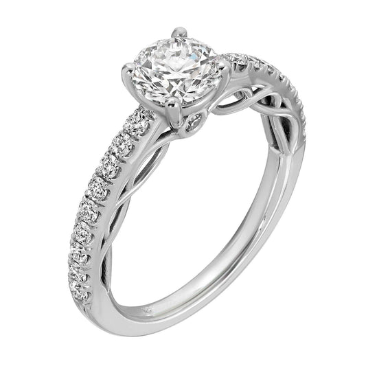 14K white gold round diamond ring 2.48 cttw F/VVS2 quality