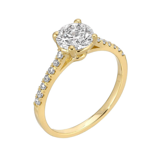 Majestic Radiance round 1.34 cttw diamond ring in 14K white and yellow gold