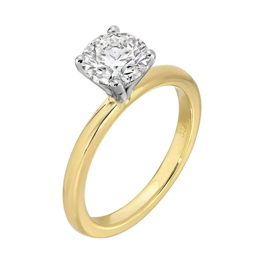 Round diamond ring 1 CT set in 14K white gold solitaire setting