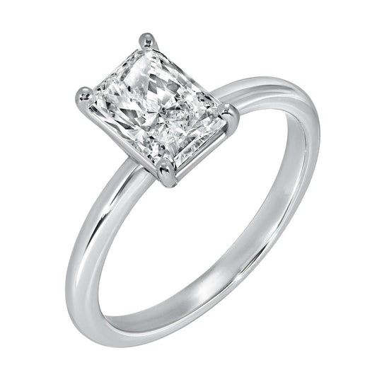 Luminous Essence radiant cut 2 CT diamond ring in 14K white gold