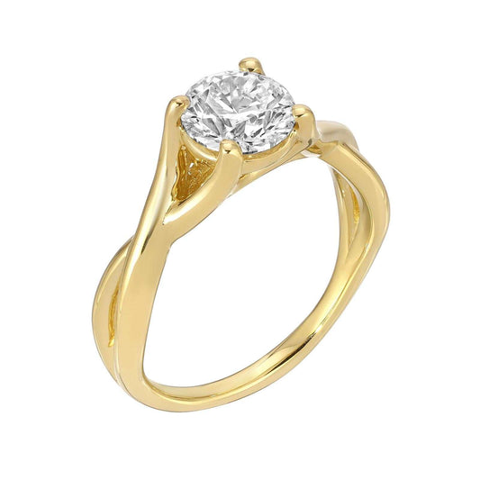 Golden Brilliance 1 CT round diamond ring in 14K yellow gold with F/VS2 clarity