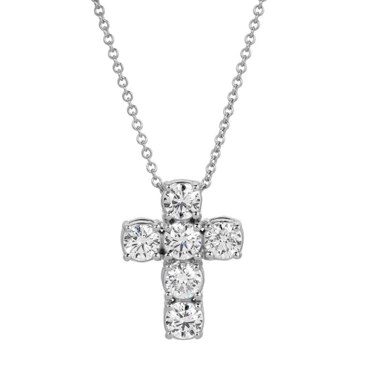 Radiant Star cross diamond necklace 6.47 cttw 14K white gold FG VVS2