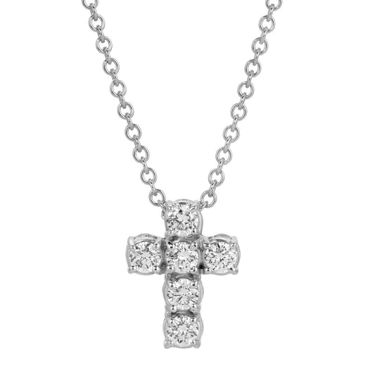 14K white gold cross diamond necklace 1.60 cttw E/VS1 diamonds