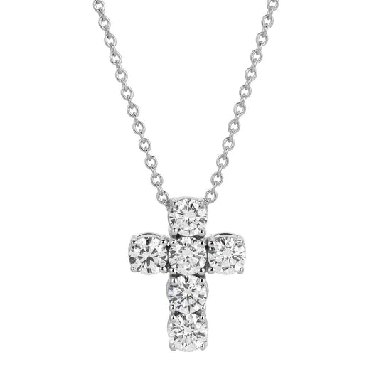 Gleaming Spark 0.60 cttw diamond cross necklace in 14K white gold F/VS1 quality