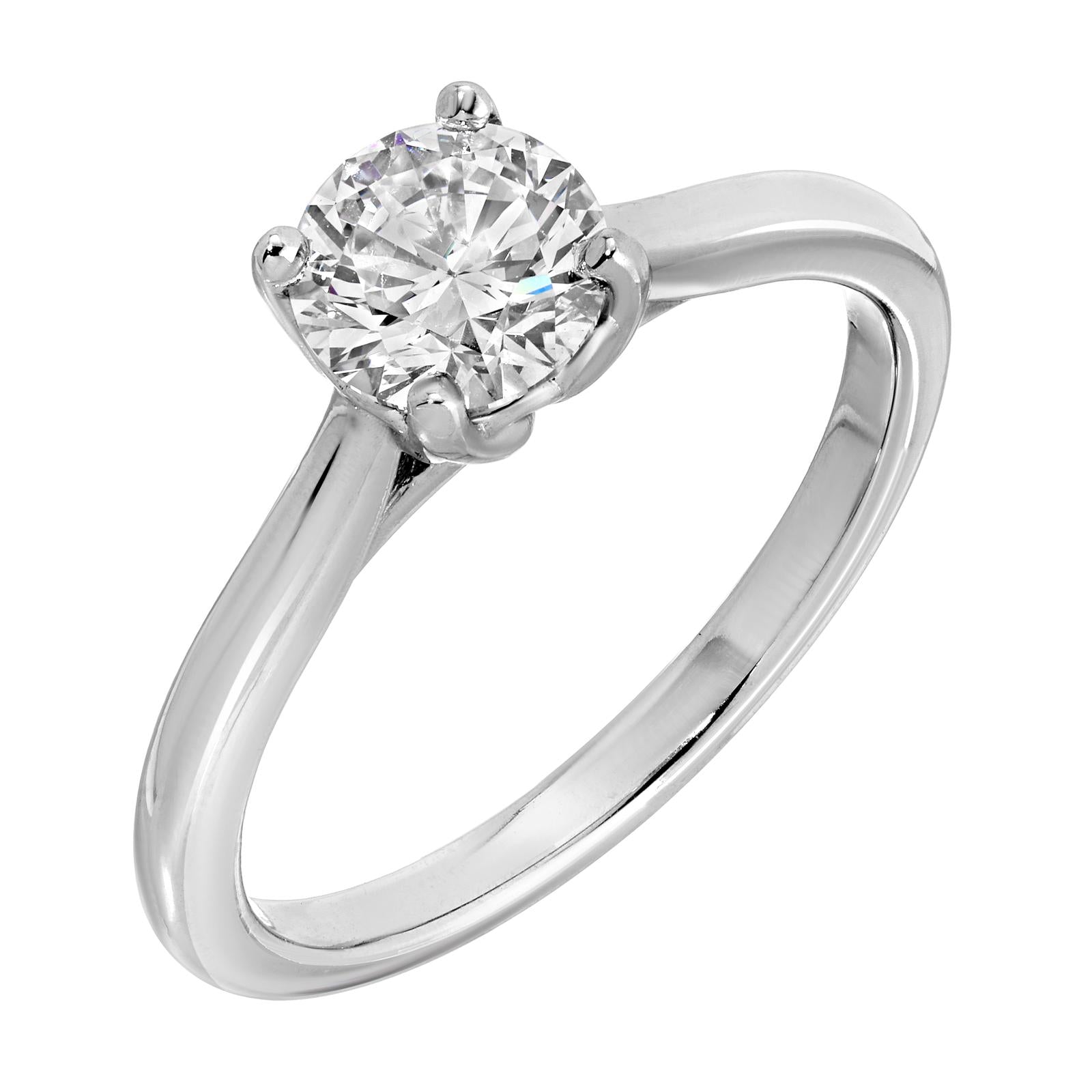 1 CT round diamond ring in platinum featuring a brilliant-cut VVS1 clarity diamond in a classic solitaire setting, perfect for timeless elegance.