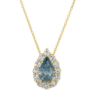 Azure Radiance - Pear-Cut Vivid Blue Diamond Pendant 5.51 cttw 14K Yellow Gold  (VS1)