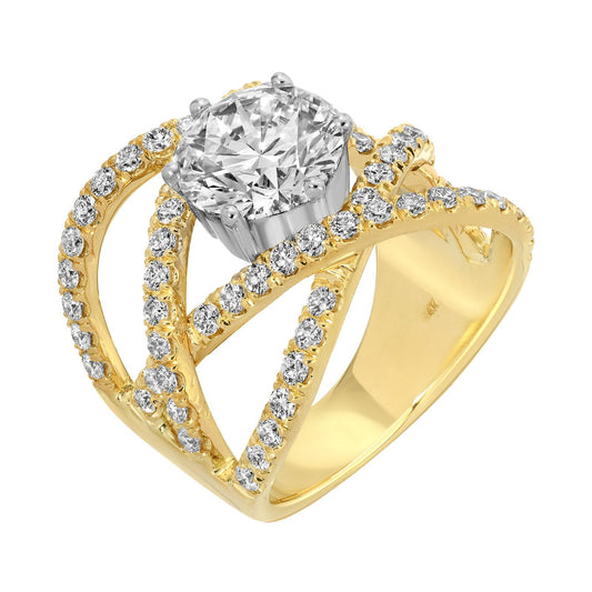 Eternal Radiance - Round Diamond Ring 4.35 cttw 14K Yellow Gold (F/VVS2)