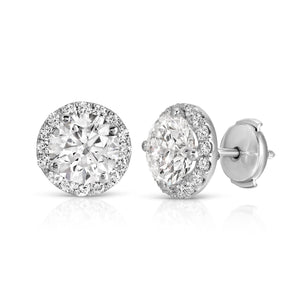 Divine Essence - Round Diamond Earrings 4.68 cttw 14K White Gold (E/VVS2)