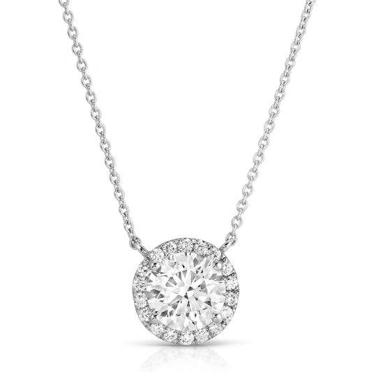 Brilliant Spark - Round Diamond Necklace 3.68 cttw 14K White Gold (E/VVS2)