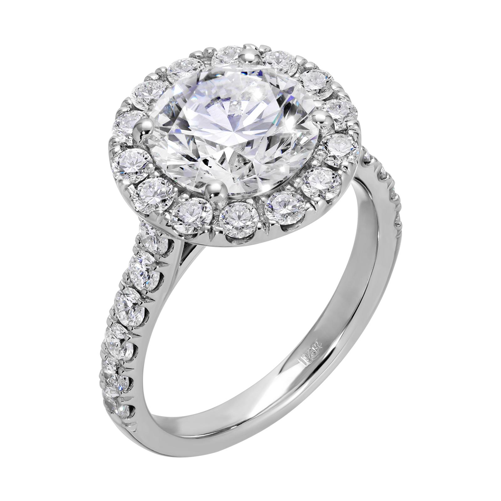 Brilliant Spark - Round Diamond Ring 2.93 cttw 14K White Gold (F/VVS2)