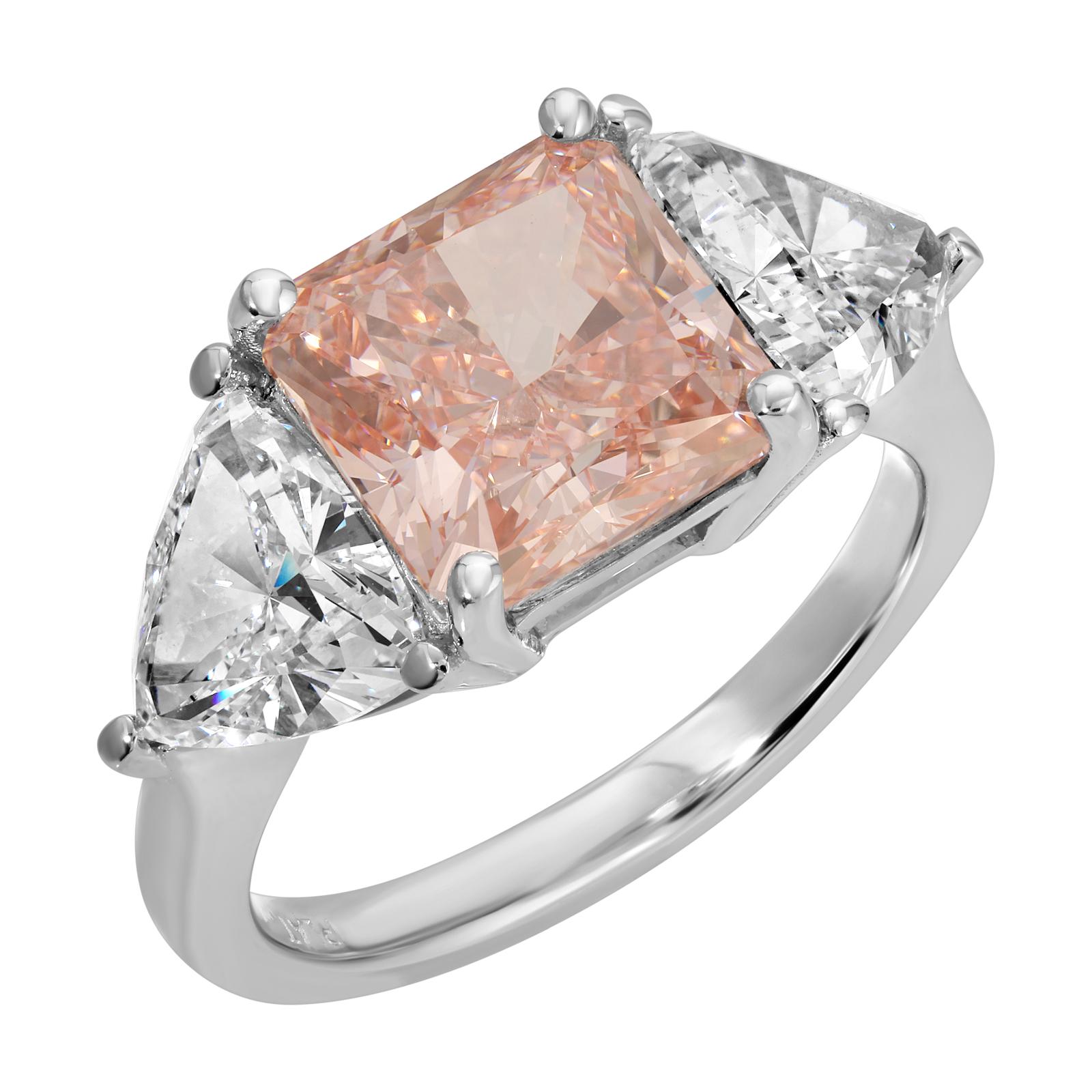 Blushing Radiance - Cushion Diamond Ring 6.23 cttw Platinum (VVS2)