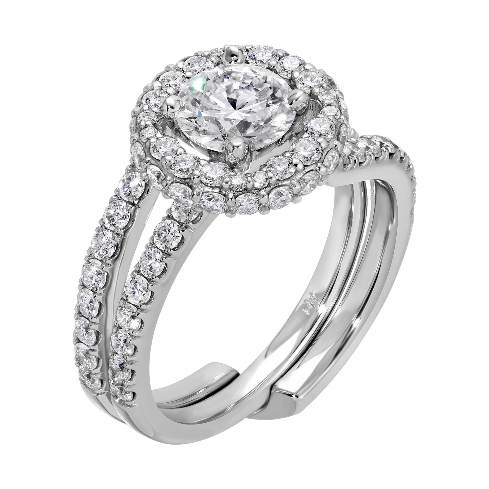 Gleaming Sparkle - Round Diamond Ring 1.9 cttw 14K White Gold (D/VVS1)