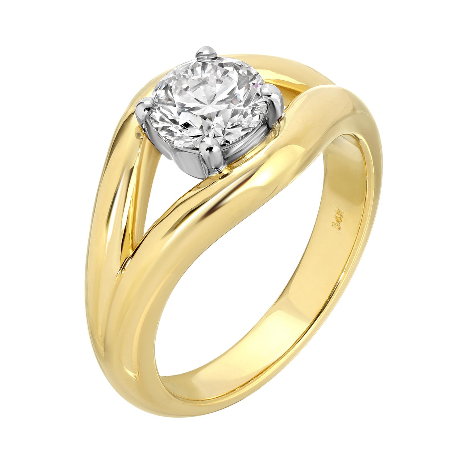 Golden Radiance - Round Diamond Ring 1.11 cttw 14K Yellow Gold (E/VS2)