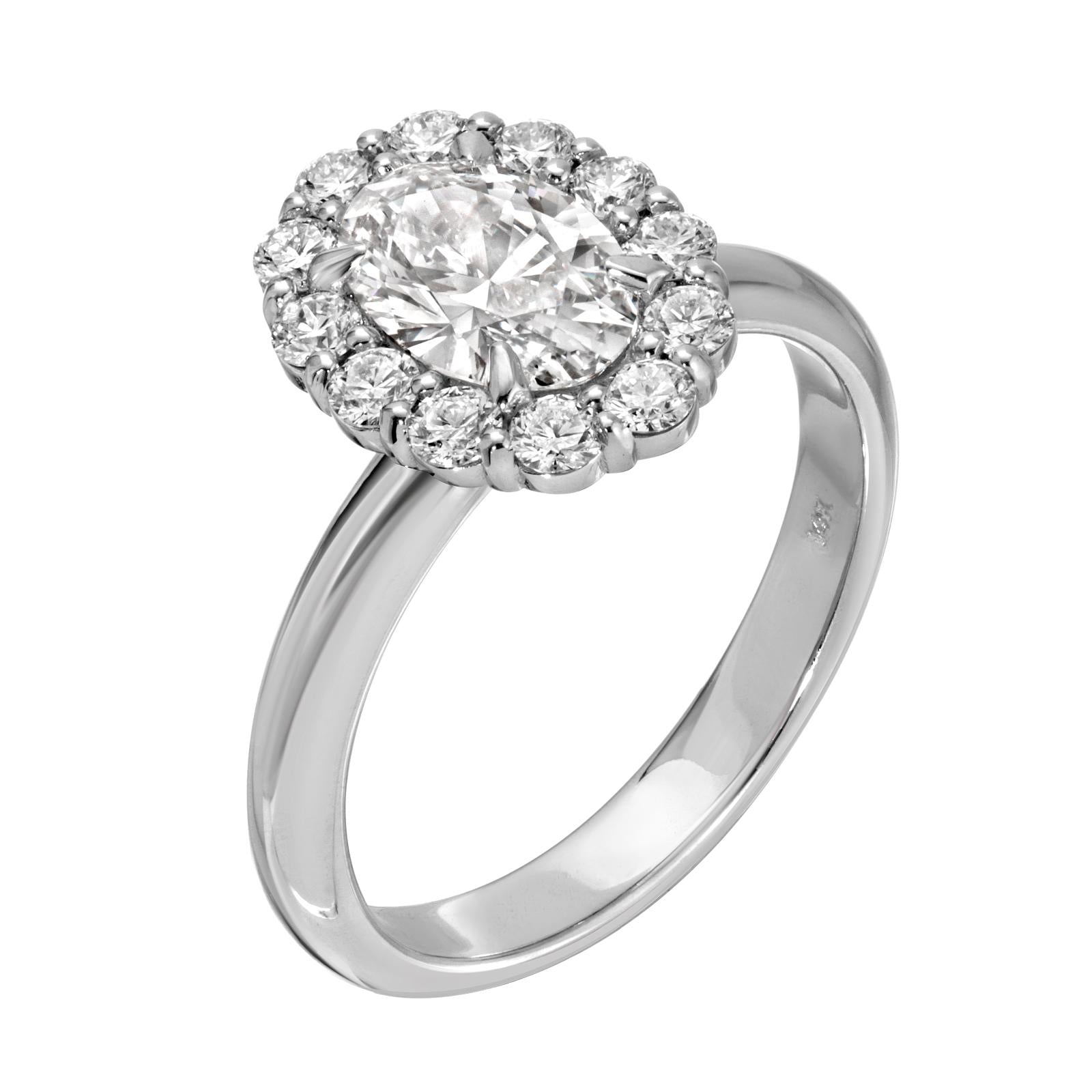 Golden Charm - Oval Cut Diamond Ring 1.25 cttw 14K White Gold (G/VS1)