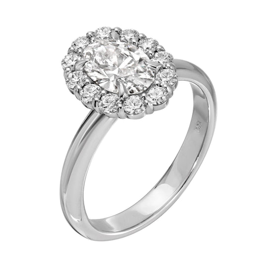 Golden Charm - Oval Cut Diamond Ring 1.25 cttw 14K White Gold (G/VS1)