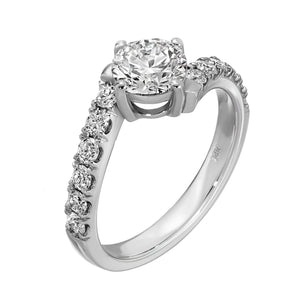 Pure Bliss - Round Diamond Ring 1.5 cttw 14K White Gold (E/SI 1)