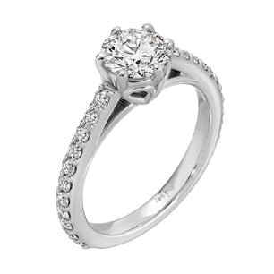 Twinkling Spark - Round Diamond Ring 1.54 cttw 14K White Gold (F/VS2)