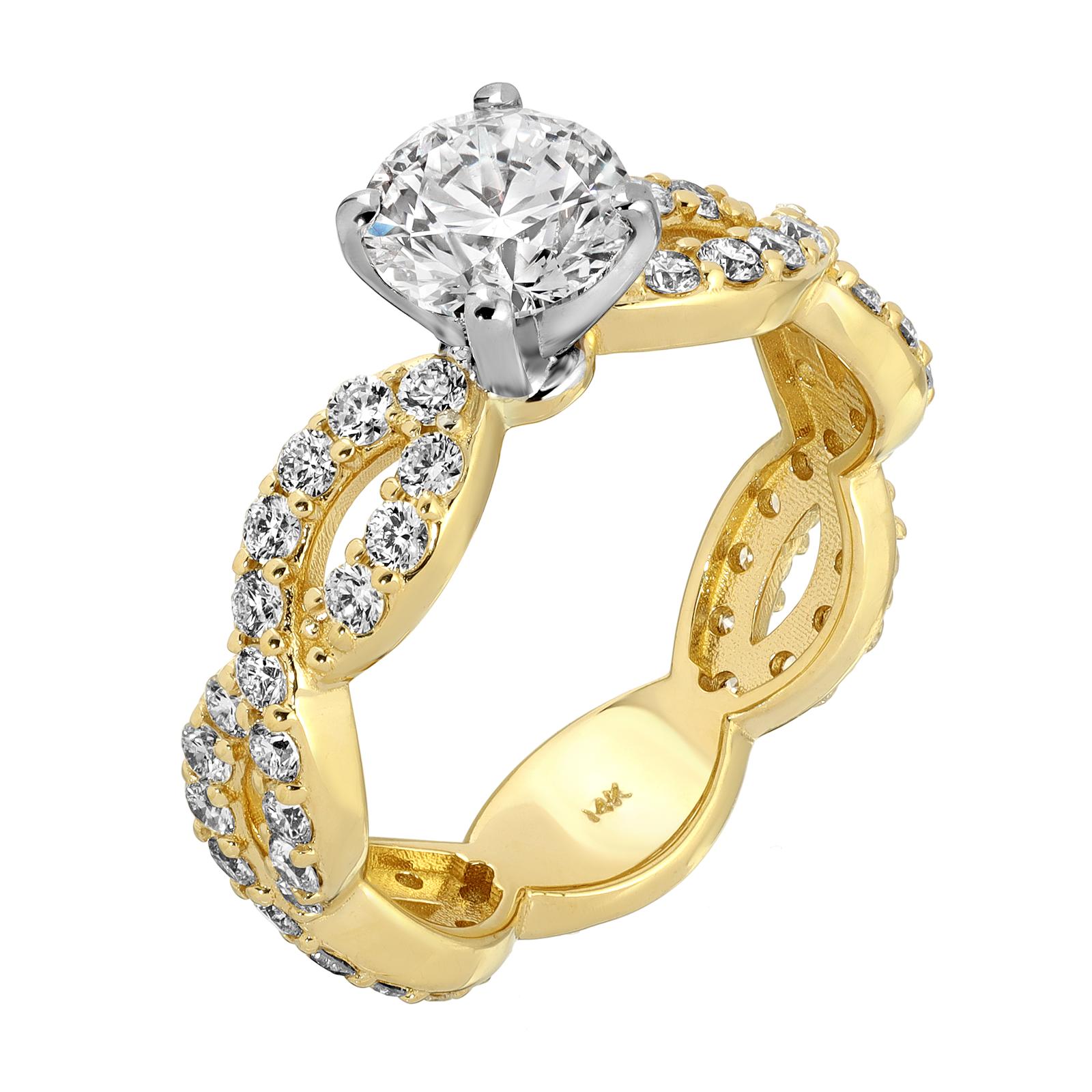 Golden Grace - Round Diamond Ring 2.14 cttw 14K Yellow Gold (E/VS2)