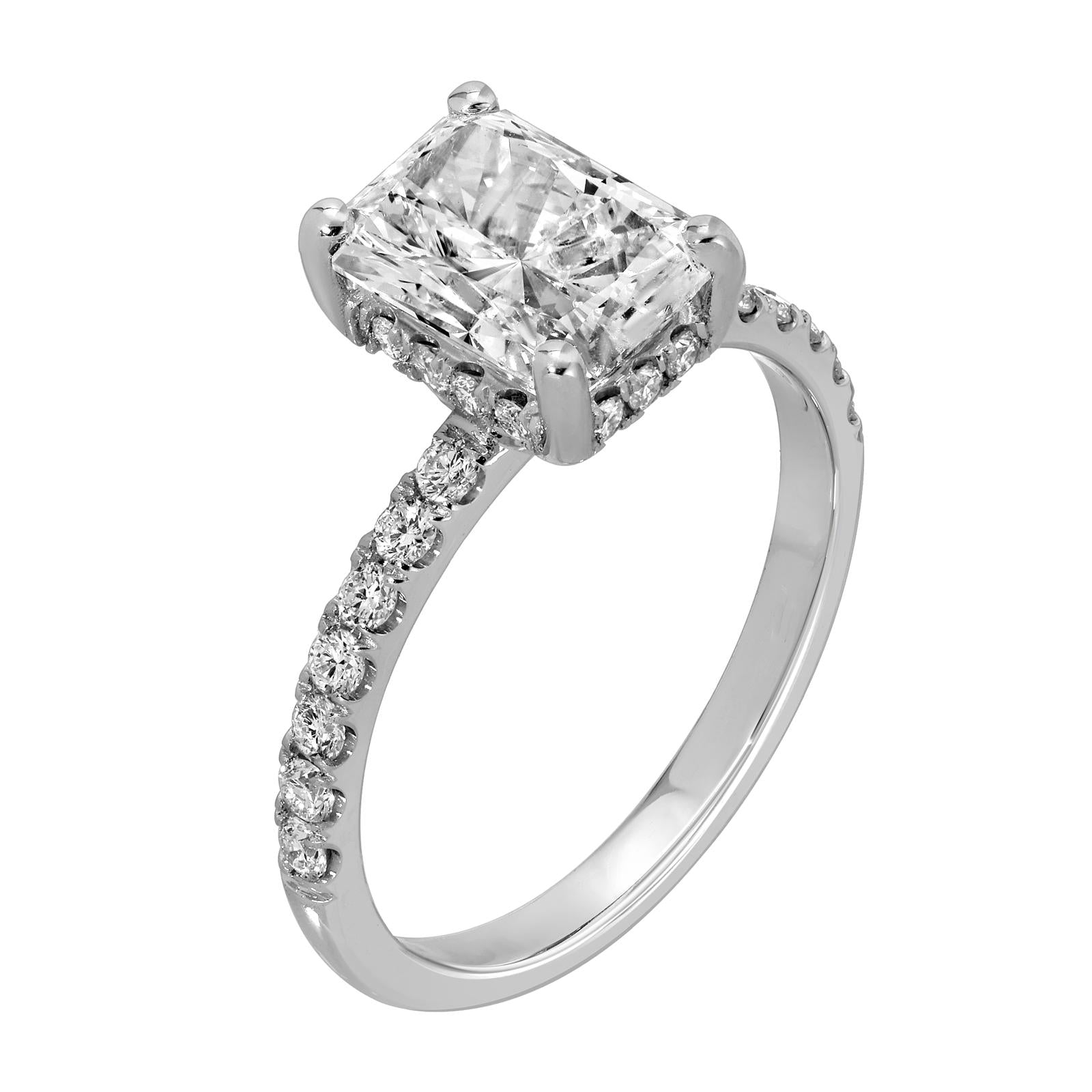 Lustrous Halo - Brilliant Cut Diamond Ring 2.46 cttw 14K White Gold (E/VVS2)