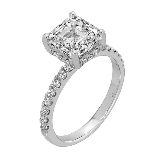 Timeless Charm - Asscher Cut Diamond Ring 3.50 cttw 14K White Gold (E/VVS2)