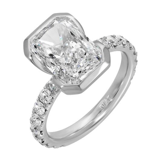 Radiant Sparkle - Radiant Diamond Ring 4.8 cttw Platinum (E/VVS2)