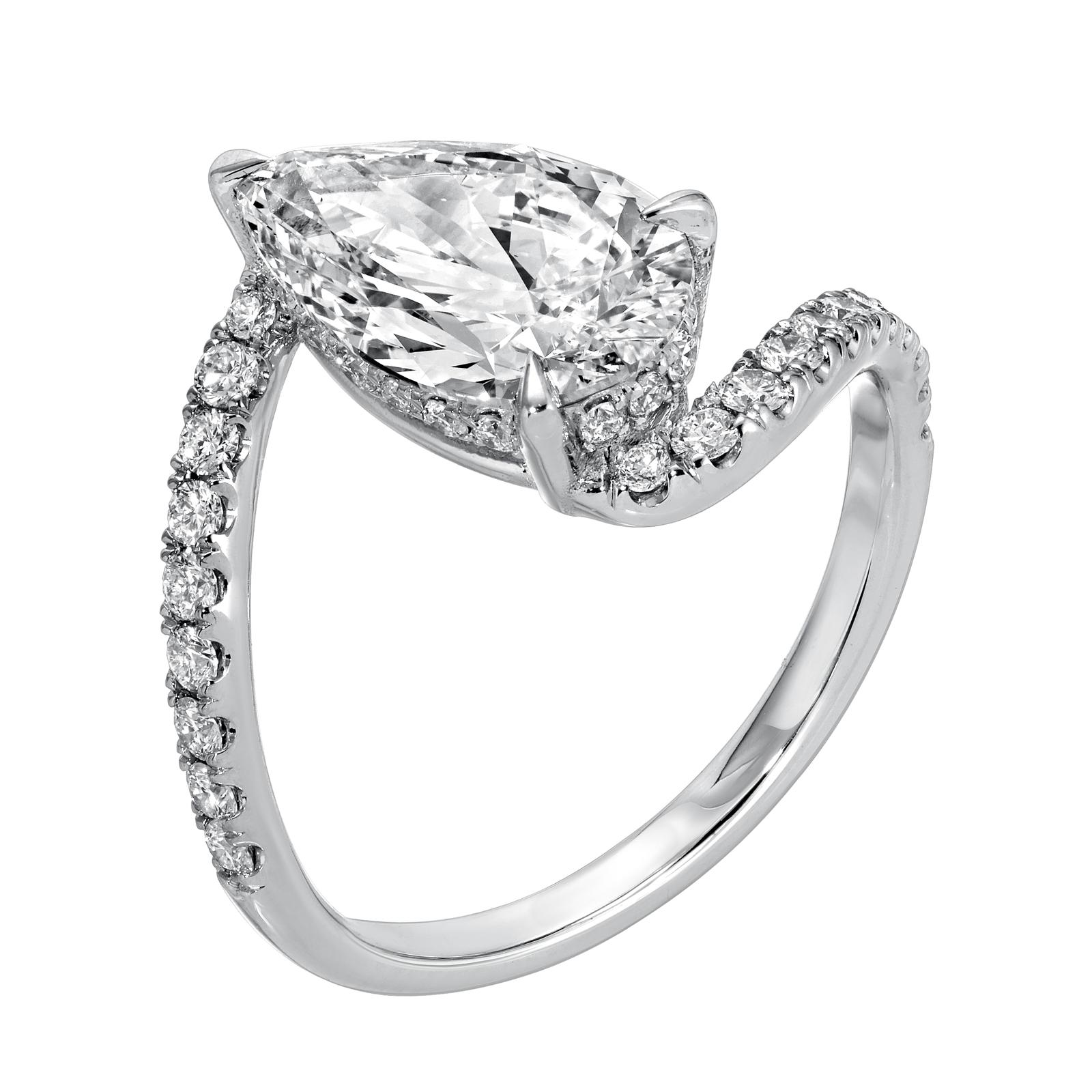 Pure Grace - Pear Diamond Ring 3.67 cttw 14K White Gold (F/VS2)