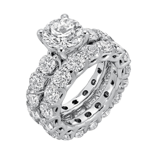 Shimmering Essence - Round Diamond Ring 14.30 cttw 14K White Gold (D/VS1)