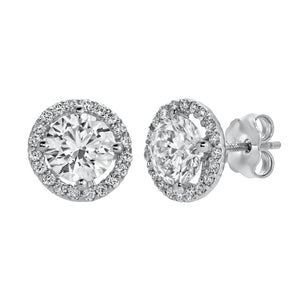 Radiant Glow - Round Diamond Earrings 2.36 cttw 14K White Gold (E/VS1)