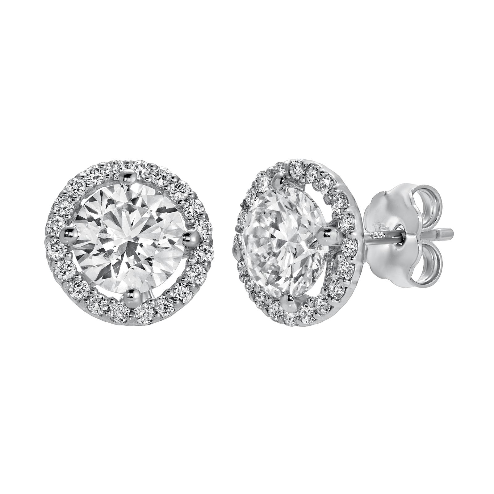 Golden Glow - Round Diamond Earrings 2.45 cttw 14K White Gold (VS1)