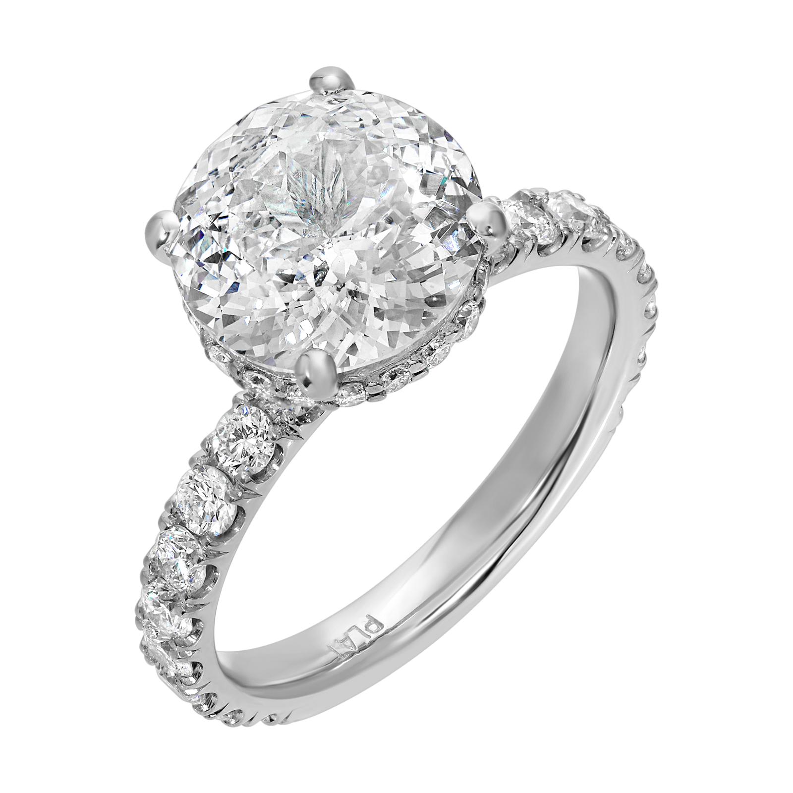 Golden Brilliance - Round Diamond Ring 3.98 cttw 14K Platinum (G/VS1)