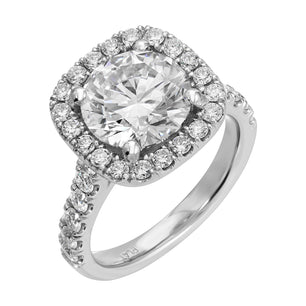 Glimmering Radiance - Round Diamond Ring 3.91 cttw Platinum (E/VVS2)