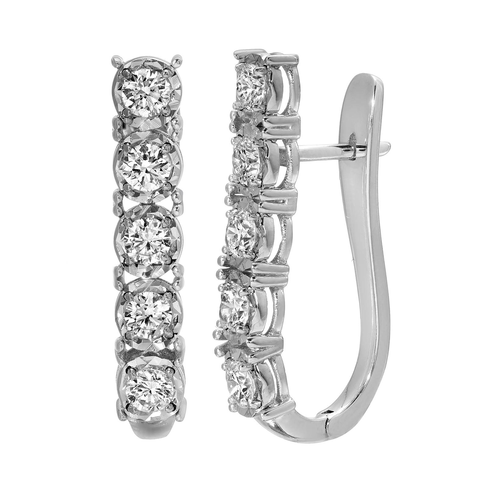 Gleaming Radiance - Round Diamond Earrings 1.25 cttw 14K White Gold (E/VS1)