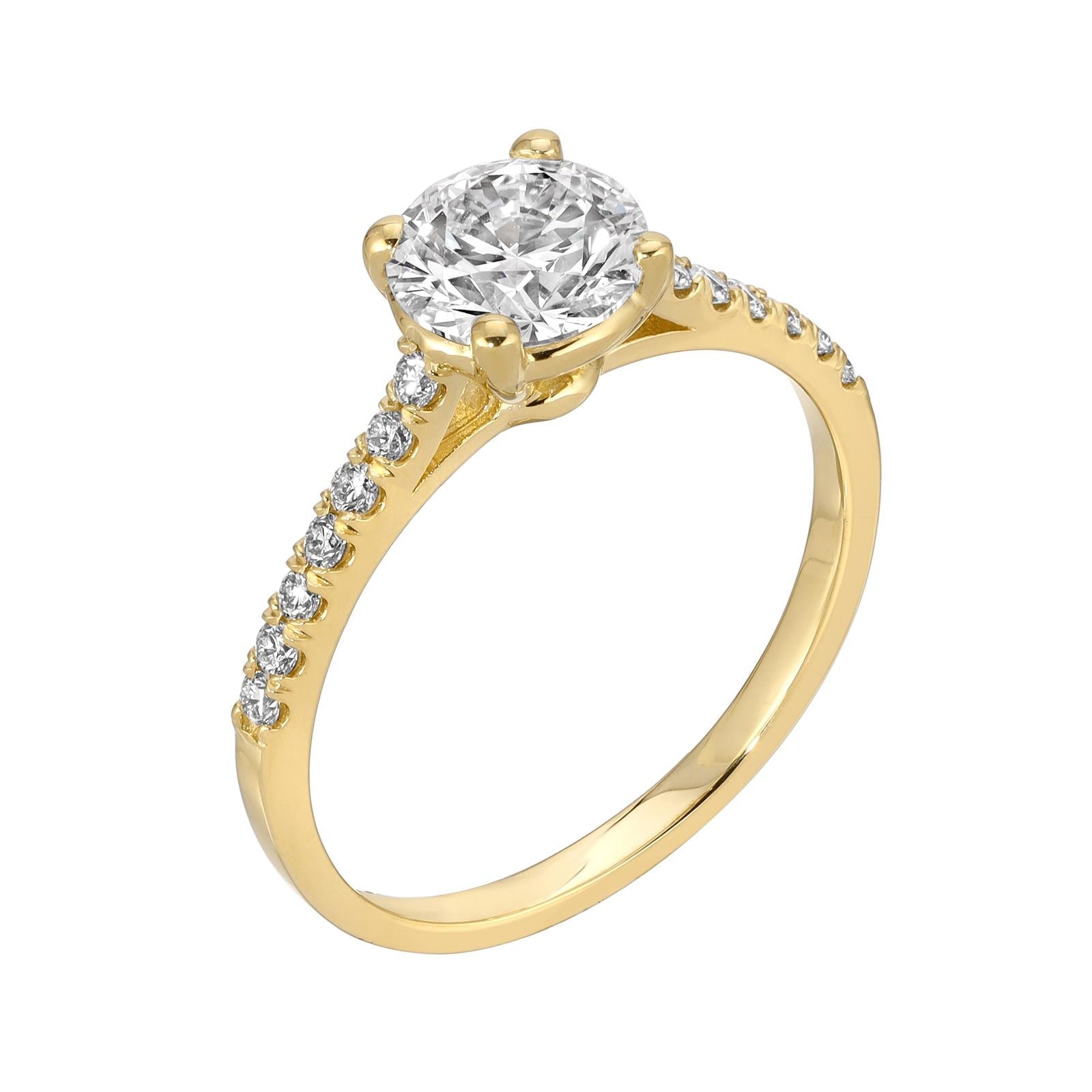 Majestic Radiance - Round Diamond Ring 1.34 cttw 14K White & Yellow Gold (G/VS2)