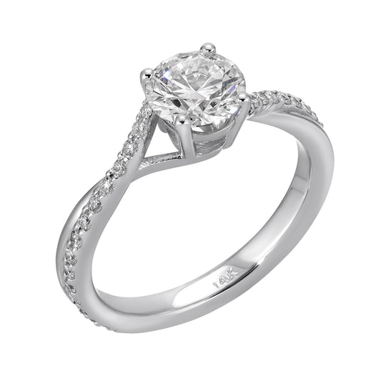 Serene Bond - Round Diamond Ring 1.38 cttw 14K White Gold (F/VS2)