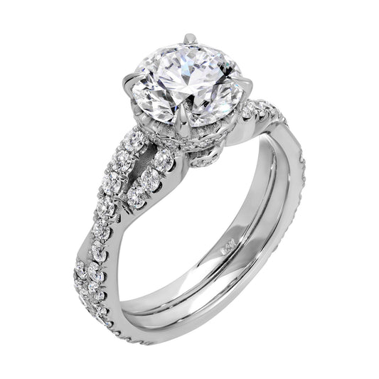 Majestic Charm - Round Diamond Ring 1.91 cttw 14K White Gold (G/VS2)