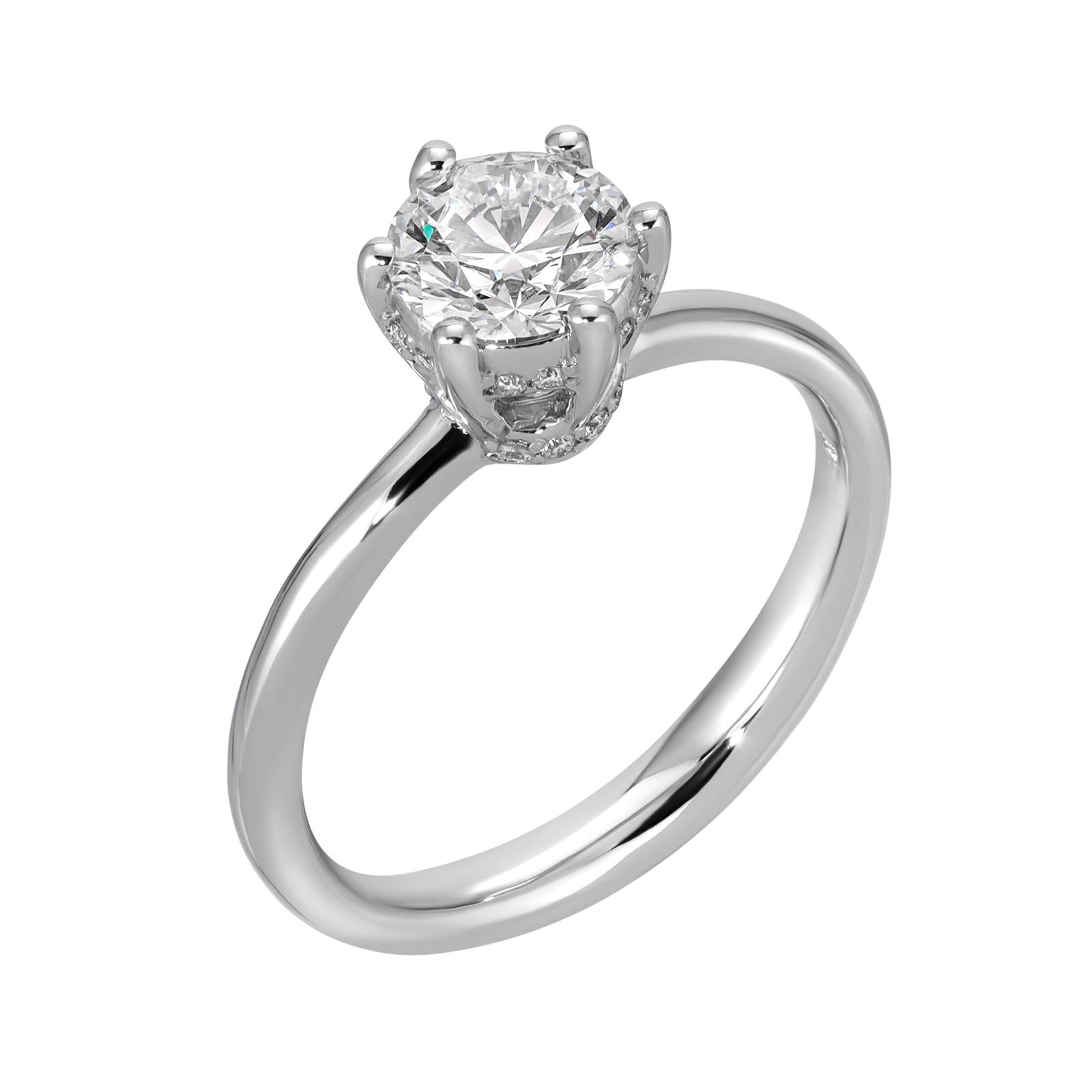 Ethereal Sparkle - Round Diamond Ring 1.31 cttw 14K White Gold (E/VVS2)