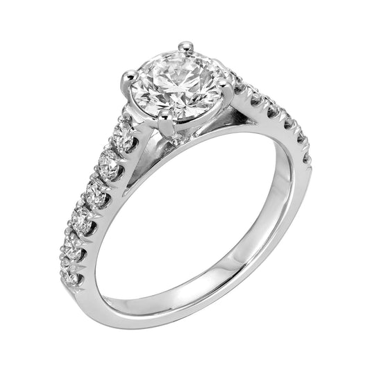 Crystal Harmony - Round Diamond Ring 1.58 cttw 14K White Gold (F/VS2)