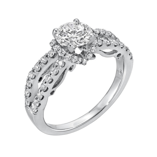 Shining Delight - Round Diamond Ring 1.49 cttw 14K White Gold (G/VS2)