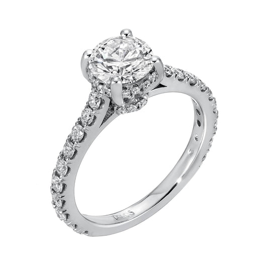 Brilliant Harmony - Round Diamond Ring 1.7 cttw 14K White Gold (F/VS2)