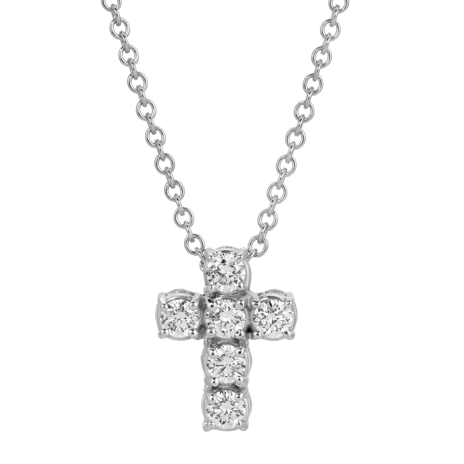 Classic Grace - Cross Diamond Necklace 1.60 cttw 14K White Gold (E/VS1)