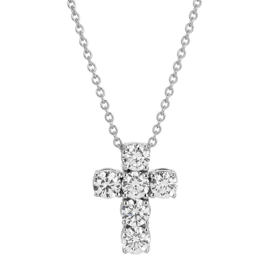 Gleaming Spark - Cross Diamond Necklace 0.60 cttw 14K White Gold (F/VS1)